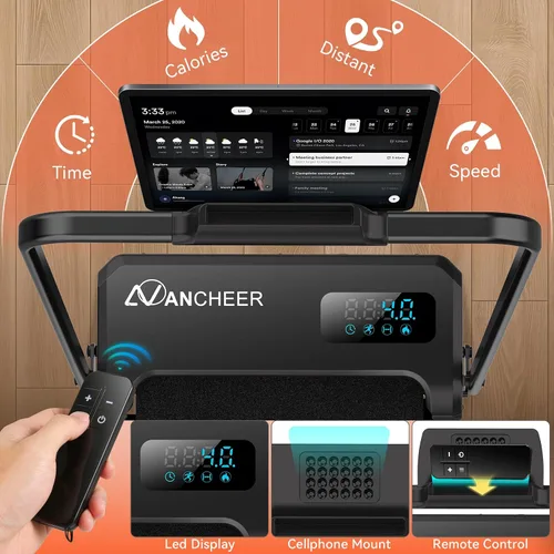 Vista 7 de ANCHEER Almohadilla para caminar con inclinación - Cinta de correr para debajo del escritorio con barra de mango