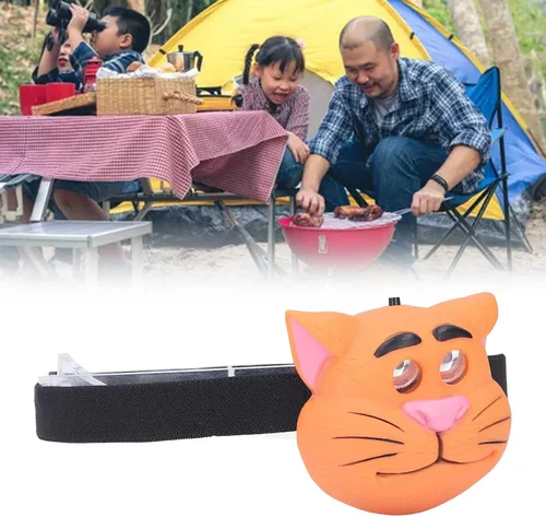 Vista 3 de CUEA Faro LED, 2 modos de luz, efecto gato, faro para niños, plástico, senderismo, al aire libre, niños