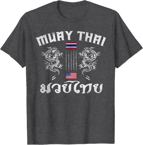 Vista 36 de Camiseta de equipo de entrenamiento de boxeo Muay Thai con bandera estadounidense de Tailandia, Negro, S
