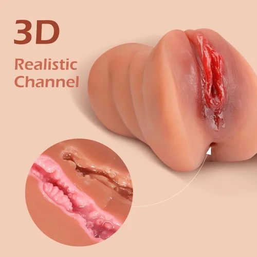 Vista 3 de Masturbadores masculinos 3 en 1 de bolsillo ENVONI con cara realista, muñeca sexual con boca, vagina de textura realista y ano apretado, masturbador