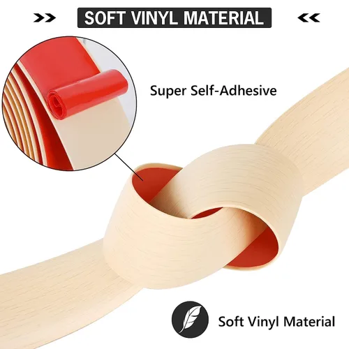 Vista 3 de Tira de transición de piso de 3.3 pies, autoadhesiva, cubierta de vinilo, tira de transición divisora plana, diseño de grano de madera para huecos