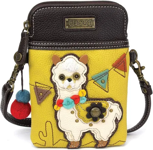 Vista 9 de CHALA Farm Animal Collection - Bolso cruzado para teléfono celular, piel sintética, lona, multicolor, con correa ajustable Vaca - Rayas Negras