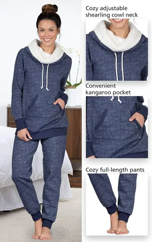 Vista 5 de PajamaGram Womens Pajama Sets - Winter Pajamas For Women, Shearling Rollneck