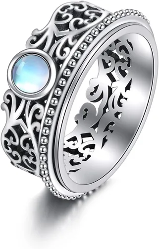 Vista 18 de POPLYKE Anillos giratorios giratorios de plata de ley para mujeres y hombres, para aliviar la preocupación y el estrés, regalo ankh