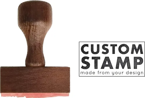 Vista 6 de Sello personalizado de madera de goma con logotipo personalizado (1.6 x 0.8 pulgadas)