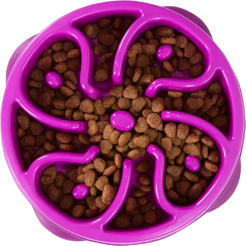 Vista 18 de Outward Hound Fun Feeder Slo Bowl Cuenco para perro de alimentación lenta, mediano/pequeño, color azul