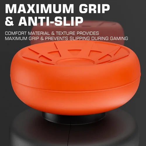 Vista 7 de PlayRealm NO FALLING OFF Thumbstick Extender & Silicone Grip Cover 2 Sets for PS5 & PS4 Controller (Turbo Orange)