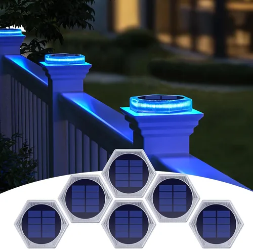 Vista 12 de YiLaie Luces Solares Azules para Muelle al Aire Libre Impermeables, Luces de Advertencia para Entrada Solares para Embarcaciones (Paquete de 4)