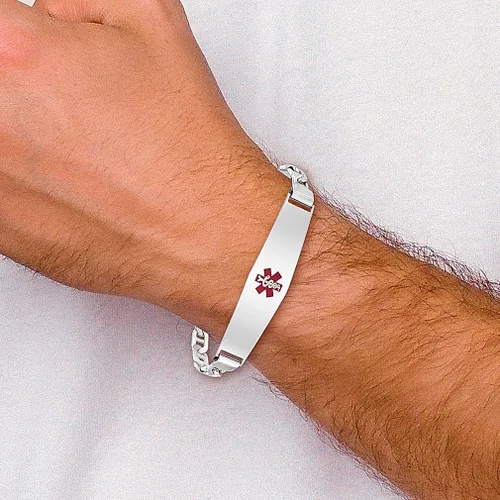 Vista 5 de 925 Sterling Silver Medical Alert Id Nautical Anchor Ship Wheel Mariners Link Bracelet 7 Inch Fine Jewelry For Women Gifts For Her