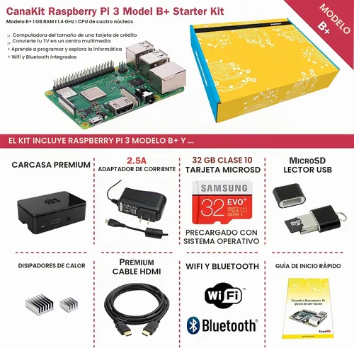 Vista 2 de CanaKit Raspberry Pi 3 B+ (B Plus) Kit de arranque (32 GB EVO+ Edition, Premium Black Case)