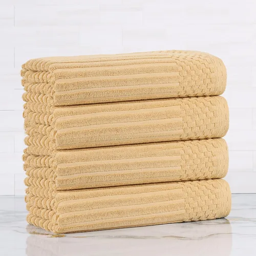 Vista 126 de Superior Juego de 6 toallas de algodón sólido y acanalado, toallas de cara de 13 x 13 pulgadas, toallas de mano de 16 x 28 pulgadas, toallas de baño