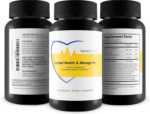 Vista 4 de Cortisol Health & Manage Pro - Hormona del estrés y apoyo inmunológico - Promueve niveles saludables de cortisol y función inmunológica - Vitamina