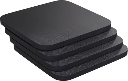 Vista 2 de BizChair Juego de 4 asientos de madera de poliresina, poliestireno negro, bordes redondeados para mayor comodidad, para sillas y taburetes de metal