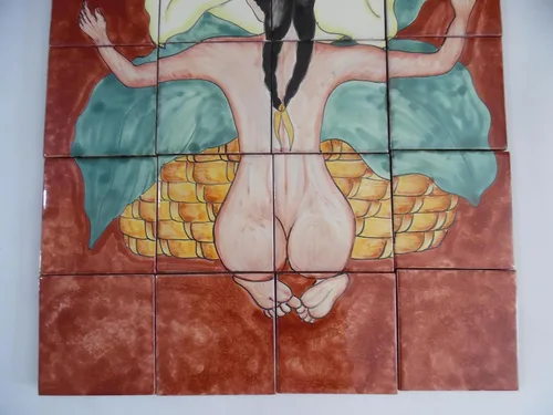 Vista 3 de 25" CERAMIC TILE MURAL mexican talavera mosaic hand painted clay backsplash