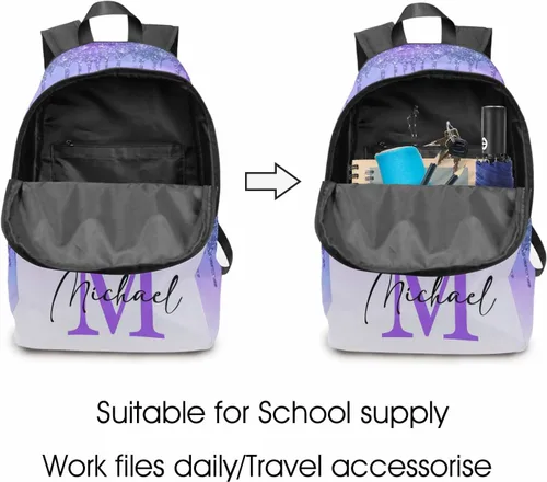 Vista 4 de MyPupSocks Mochila escolar personalizada con nombre personalizado mochila unisex, Multi 03, Mochilas Daypack
