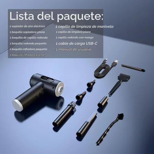 Vista 9 de Plumero eléctrico de aire comprimido, soplador de polvo de 3 engranajes para computadoras, kit de limpieza electrónica de teclado, kit de limpieza