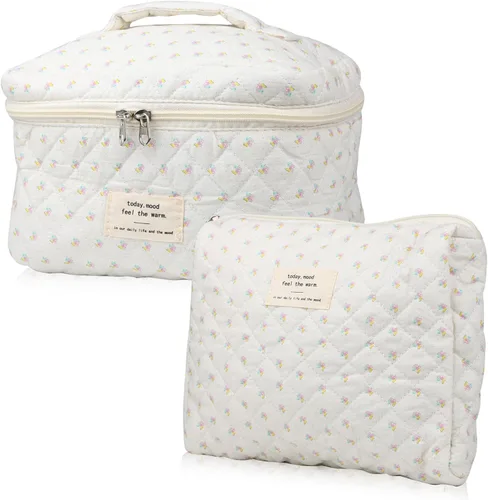 Vista 16 de NATINSA Bonita bolsa de maquillaje para mujer (2 unidades), bolsas de cosméticos de viaje, bolsa organizadora de artículos de tocador con diseño 21