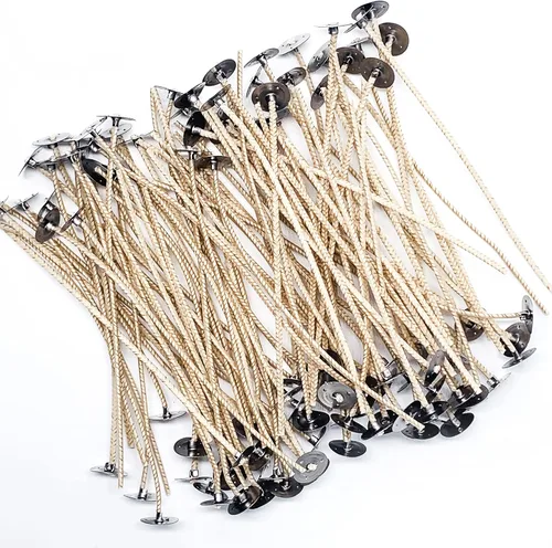Vista 2 de Mechas de velas para hacer velas, mechas HTP 93 de 6 pulgadas, 100 mechas de algodón medianas para velas y suministros de fabricación de velas