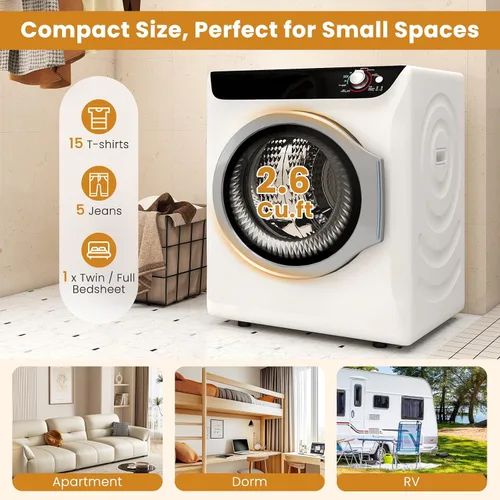 Vista 2 de Auertech Juego combinado de lavadora y secadora portátil, lavadora totalmente automática de 18 libras con bañera interior de acero inoxidable