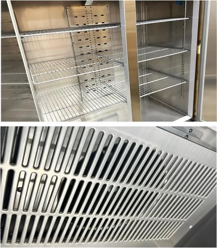 Vista 9 de Congelador comercial de 2 puertas con alcance vertical sólido en dos secciones de acero inoxidable certificado NSF 54 pulgadas de ancho, capacidad