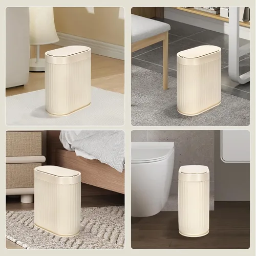 Vista 7 de ELPHECO Cubo de Basura para Baño de 2 Galones Cubo de Basura Inteligente de Plástico Impermeable Cesta de Basura Decoración de Baño Cubo de Basura