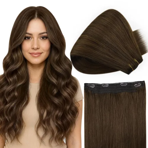 Vista 14 de Fshine - Extensiones de cabello con hilo invisible de 12 pulgadas, color rubio ceniza con reflejos de rubio decolorado, pieza de cabello humano real