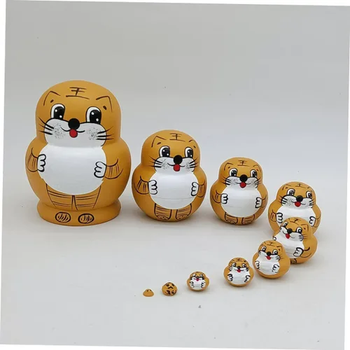 Vista 3 de TOYANDONA 1 juego de muñecas de anidación de tigre, muñecas rusas para niños, regalo para niños, juguetes de rompecabezas de juguete para niños