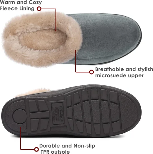 Vista 2 de DREAM PAIRS Pantuflas lavables de piel sintética para hombre, forro cálido y cómodo y suela antideslizante, zapatos de invierno para dormitorio