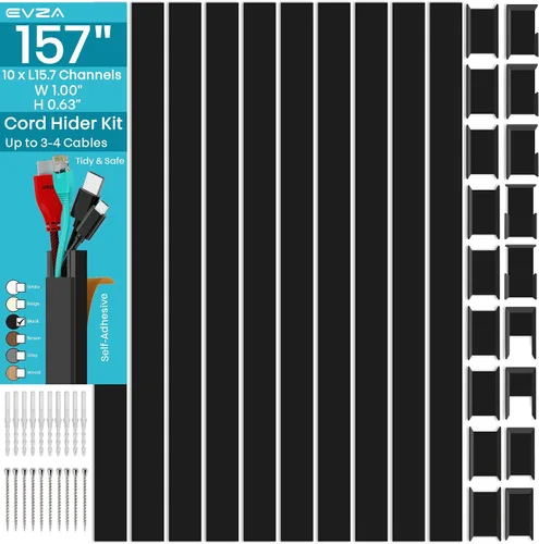 Vista 20 de Cubiertas de Cable Beige Ocultadores de Cables - Ocultador de Cables de 157 pulgadas para TV Montada en Pared, Cubierta de Cable de Pared Ocultador