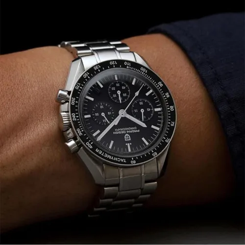 Vista 2 de Pagani Design 1701 - Reloj de cuarzo para hombre, esfera de acero inoxidable, analógico, automático, resistente al agua, 328.1ft, con zafiro, Negro