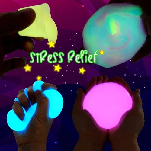 Vista 3 de Paquete de 12 kits de slime de galaxia que brilla en la oscuridad, recuerdos de fiesta para niñas y niños, juguete de alivio del estrés para bolsas