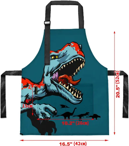 Vista 2 de BeeGreen Kids Cooking Aprons 2 Pack, Adjustable Strap Toddler Art Apron with Front Pocket