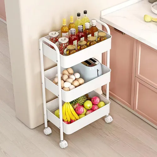 Vista 3 de XIUSHE Organizador de almacenamiento de metal de 3 niveles, portátil y resistente, ideal para oficina, cocina, baño, habitación de los niños, aula