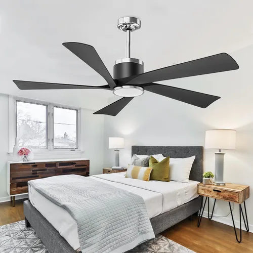 Vista 7 de TXCSLY - Ventilador de techo negro moderno de 52 pulgadas con luz y control