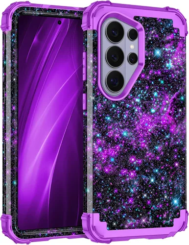 Vista 63 de Miqala Funda para Galaxy S21 FE 5G, brilla en la oscuridad, tres capas, resistente, protección a prueba de golpes, parachoques de plástico
