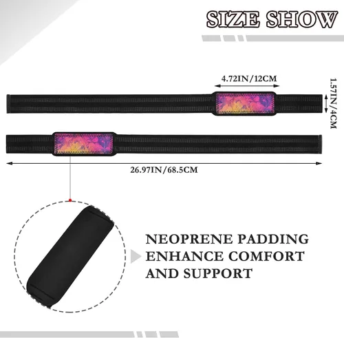 Vista 3 de Gradient Hand Drawn Flowers Lifting Wrist Straps for Weightlifting, Bodybuilding, Strength Training Padded Neoprene