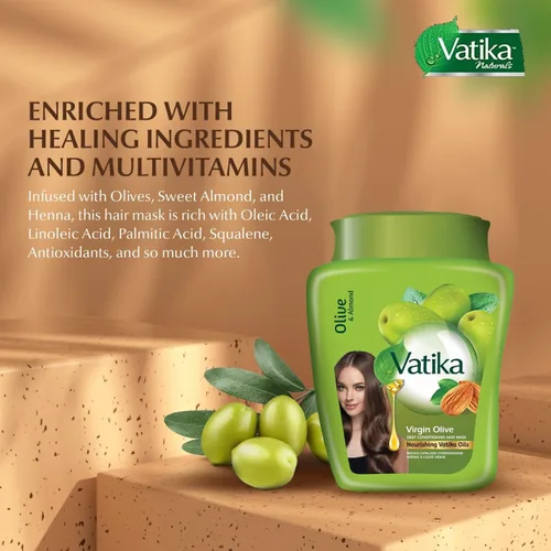 Vista 2 de Vatika Naturals - Mascarilla para el cabello acondicionador profundo, color oliva virgen, 17.64 oz Productos para el cabello anti encrespamiento