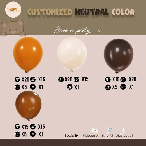 Vista 6 de Kit de arco de guirnalda de globos neutros con temática de safari de otoño, marrón oscuro, naranja quemado, arena blanca, globos bohemios