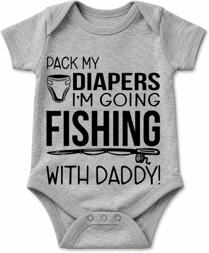 Vista 8 de Pack My Diapers, I'm Going Fishing With Daddy - Divertido body para bebé Negro