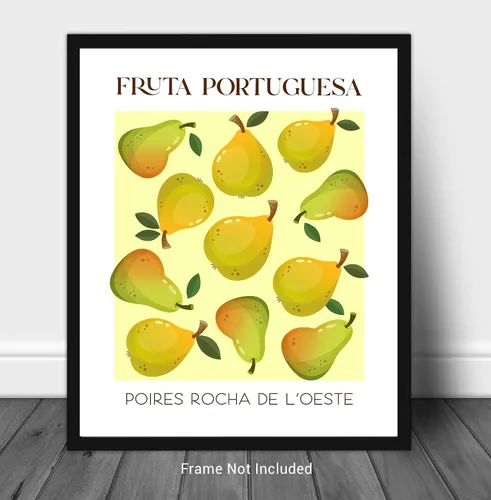 Vista 2 de WESTBROOK DESIGN STUDIO Impresión artística abstracta de frutas No.12 peras exposición. Decoración moderna de pared de cocina sin marco, 11 x 14