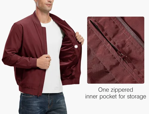 Vista 4 de Rdruko Chaqueta Bomber Ligera para Hombre Cazadora Cortavientos Casual Elegante a la Moda