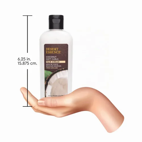 Vista 7 de Desert Essence Coconut Soft Curls - Crema para el cabello rizado a base botánica para cabello rizado, sin silicona, hidratante con aceite de coco