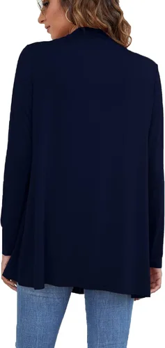 Vista 6 de Ladlop Cárdigan ligero con frente abierto para mujer, manga larga, casual, suave, drapeado, cárdigan de otoño
