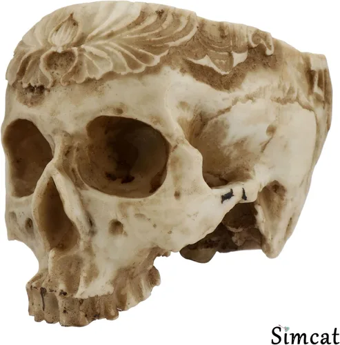 Vista 3 de Simcat Macetero de calavera, maceta gótica hecha a mano, diseño vintage