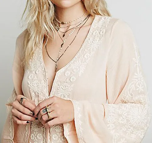 Vista 4 de R.Vivimos - Vestido asimétrico de algodón bordado para mujer