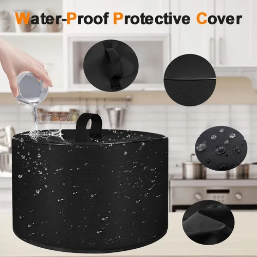 Vista 4 de Cubierta antipolvo para olla de cocción lenta de 6 cuartos de galón, resistente, impermeable, a prueba de polvo, con asa, cubierta protectora