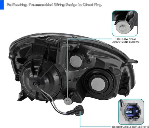 Vista 5 de SPEC-D TUNING Jdm - Faros delanteros transparentes negros con reflector ámbar, compatible con Nissan Altima L+R 2002-2004