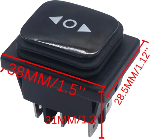 Vista 2 de TWTADE Interruptor de Polaridad Inversa Impermeable con Enganche DC 12V 10A Control de Motor 6 Pines 3 Posiciones ON-Off-ON AC 110V-220V Interruptor