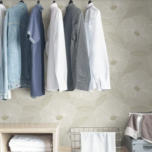 Vista 4 de NuWallpaper NUS3579 Dove Floweret - Papel pintado para despegar y pegar, metálico