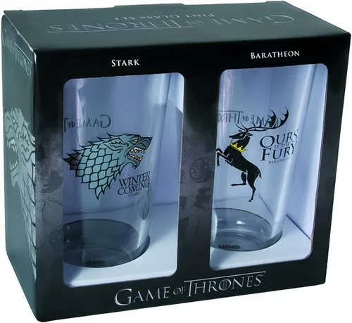 Vista 2 de Dark Horse Juego de vasos de pinta de juego de tronos: Stark y Baratheon